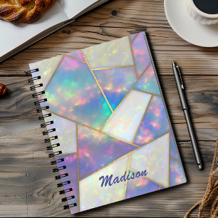 Stylish holographic agate geometric sketchbook notebook