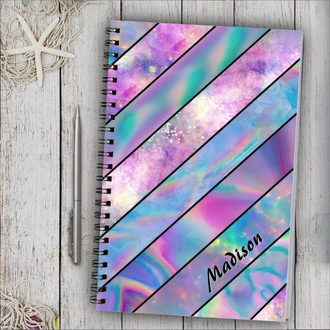 Stylish holographic chic blue pink sketchbook  notebook (Creator Uploaded)