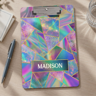 Stylish holographic chic faux gold clipboard