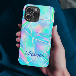 Stylish holographic elegant geometric iPhone 16 pro case
