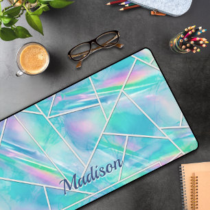 Stylish holographic elegant geometric desk mat