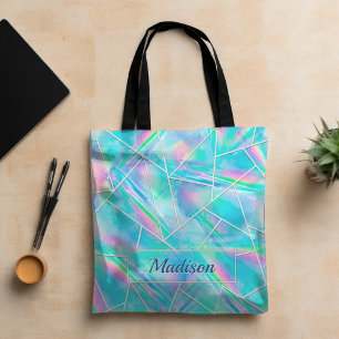 Stylish holographic elegant geometric  tote bag