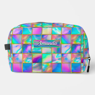 Stylish holographic trendy faux gold geometric dopp kit