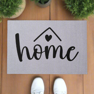 Stylish Home Black Typography Heart Family  Doormat