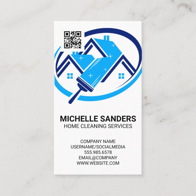 Stylish Home Cleaning Services Logo  Business Card (Front)