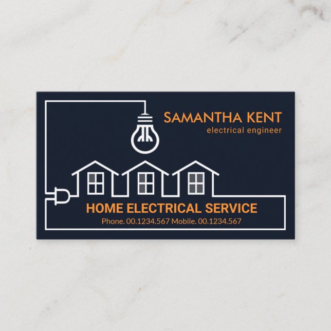 Stylish Home Electrical Wiring Circuit Electrician Business Card (Front)