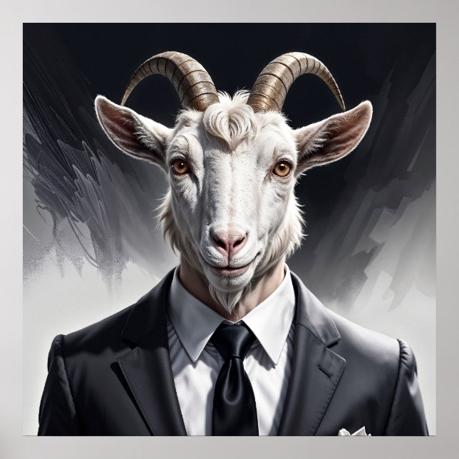Stylish horned figure in sharp formal attire art poster (Front)