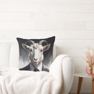 Stylish horned figure in sharp formal attire art throw pillow