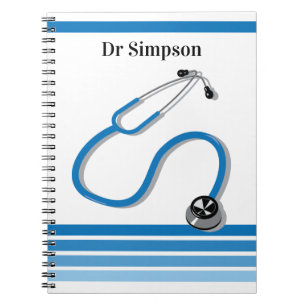 Stylish Hospital Doctor or Nurse Blue Stethoscope Notebook