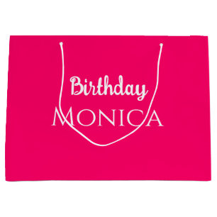 stylish hot pink birthday personalized name large gift bag