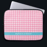 Stylish Hot Pink Houndstooth Pattern Laptop Sleeve<br><div class="desc">Customize this laptop sleeve with your name or text of your choice.
 Heartlocked</div>