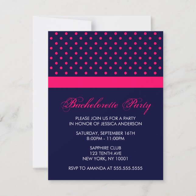 Stylish Hot Pink Polka Dots Pattern Invitation (Front)
