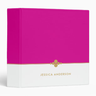 Stylish Hot Pink White Gold Name Binder