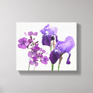 Stylish hot purple iris flowers digital fine art canvas print