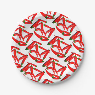 Stylish Hot Spicy Red Green Chili Pepper Paper Plate