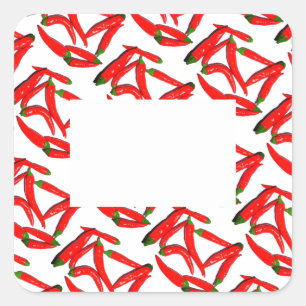 Stylish Hot Spicy Red Green Chili Pepper Square Sticker