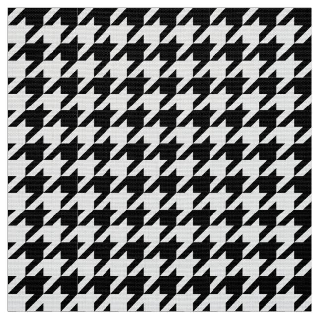 Stylish Houndstooth Black White Geometric Plaid Fabric (Swatch)