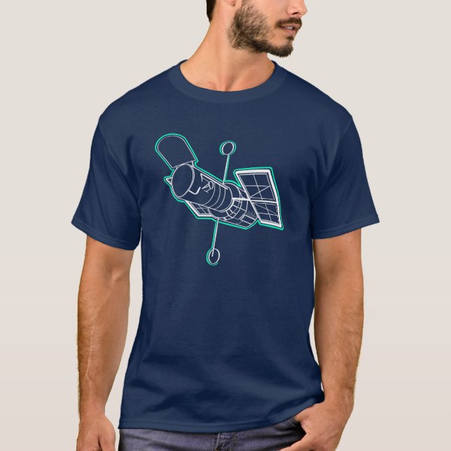 Stylish Hubble Space telescope geek dad T-Shirt (Front)
