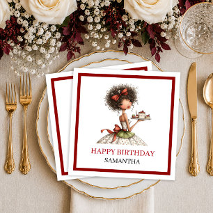 Stylish Humour Woman Deep Red Playful Birthday Nap Napkin