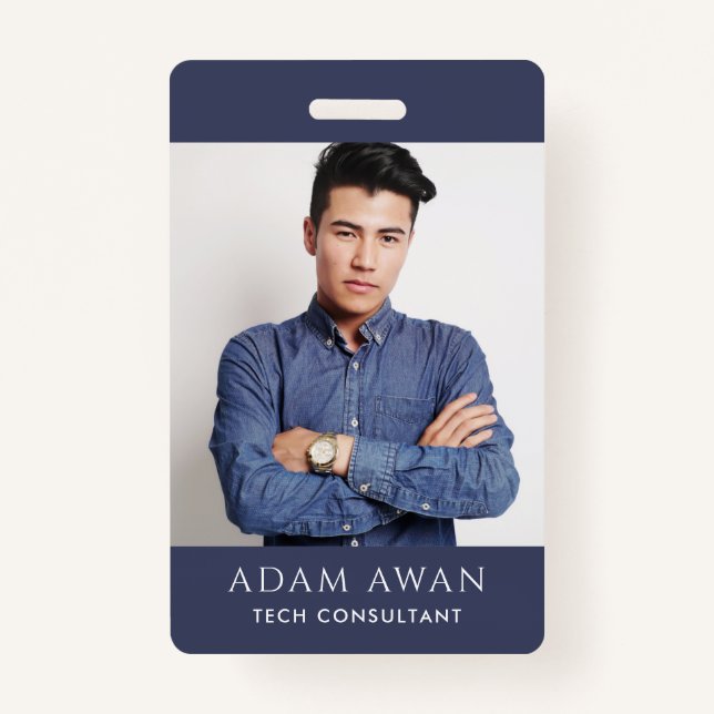 Stylish ID Card Modern Minimalist Photo Logo Badge (Front)