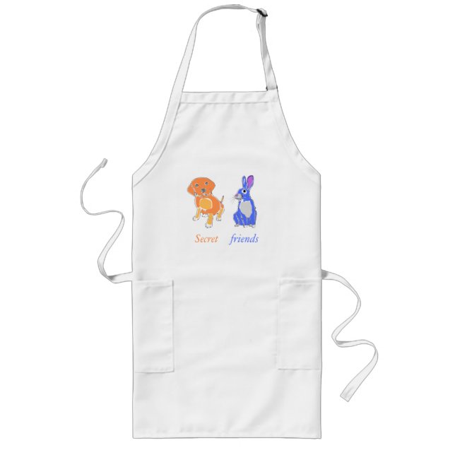 Stylish Illustrated Dog And Rabbit Art Long Apron (Front)
