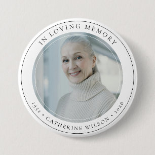 Stylish In Loving Memory Memorial Photo 3 Inch Round Button