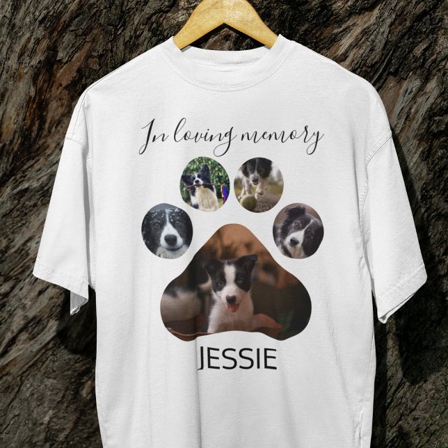 Stylish In Loving Memory | Paw Print Photo Pet T-Shirt (Creator Uploaded)