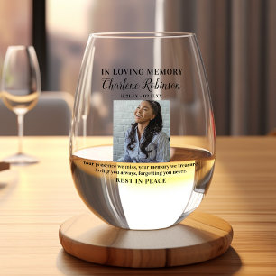 Stylish In Loving Memory Photo Memorial Stemless Wine Glass