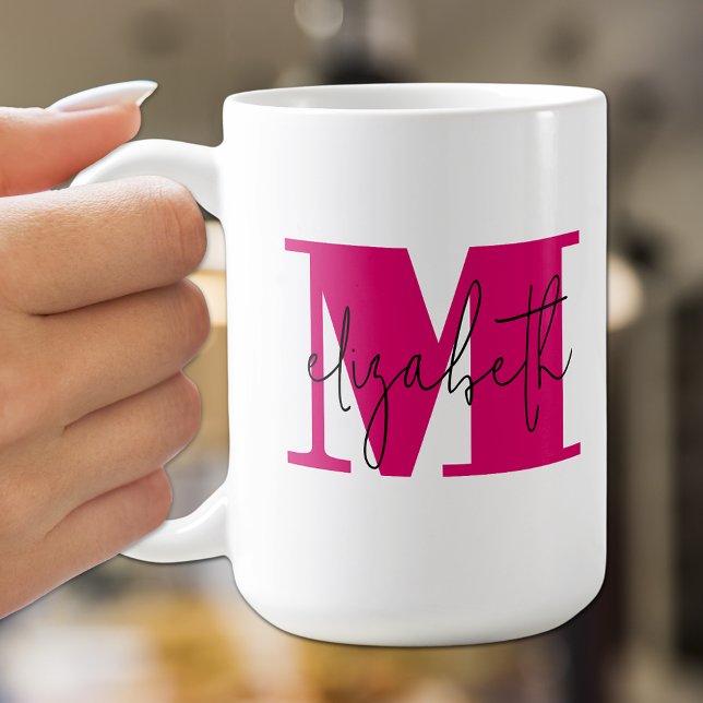 Stylish Initial Letter Monogram and Name Coffee Mug (Creator Uploaded)