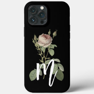 Stylish initial Script Black colour with rose iPhone 13 Pro Max Case