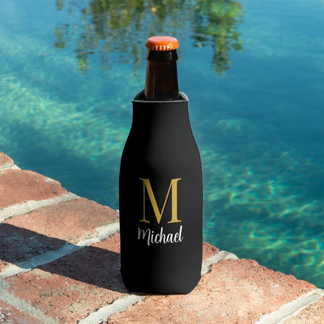 Stylish Initial Template Modern Gold Monogram  Bottle Cooler (In Situ Pool)
