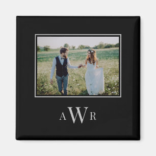 Stylish Initials Editable Color Photo Magnet