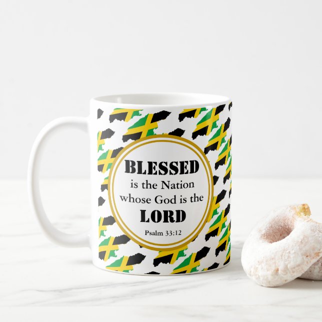 Stylish JAMAICA Blessed Nation Monogram Gift Coffee Mug (With Donut)