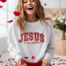 Stylish Jesus Is My Valentine Red Faux Sequin