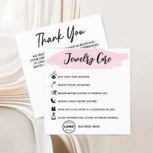 Stylish Jewellery Care Thank You Company Logo Square Business Card