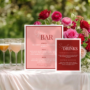 Stylish Juicy Red Signature Drink Wedding Pedestal Sign