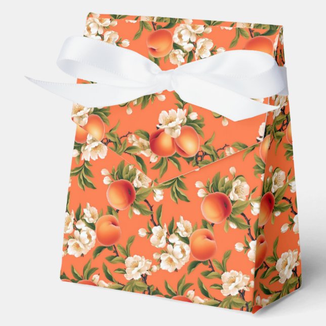 Stylish 'Just Peachy' Peach Fuzz Favor Box (Front)