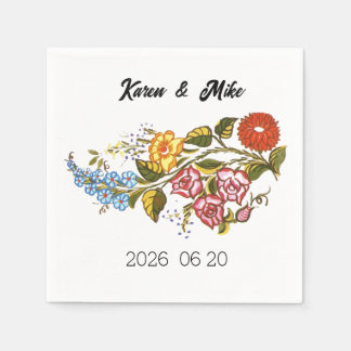 Stylish Kalocsai flowers - personalized wedding Napkin