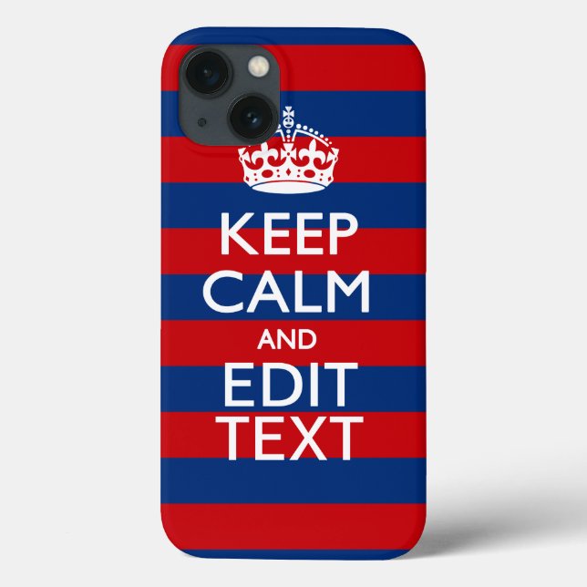 Stylish KEEP CALM AND Your Text on Stripes Case-Mate iPhone Case (Back)