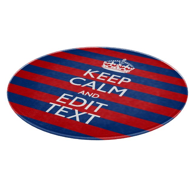 Stylish KEEP CALM AND Your Text on Stripes Cutting Board (Corner)