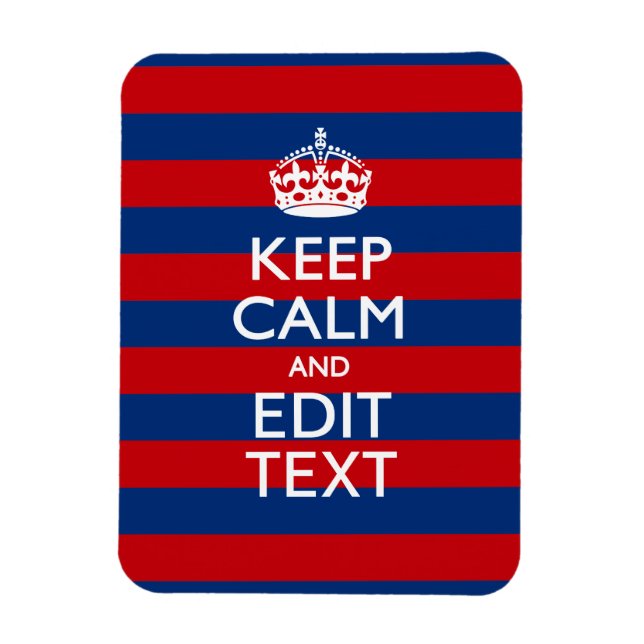 Stylish KEEP CALM AND Your Text on Stripes Magnet (Vertical)