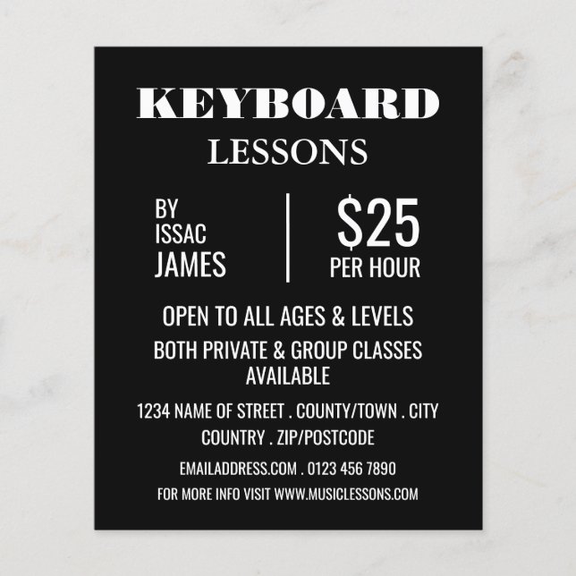 Stylish Keyboard Lessons Advertising Flyer (Front)