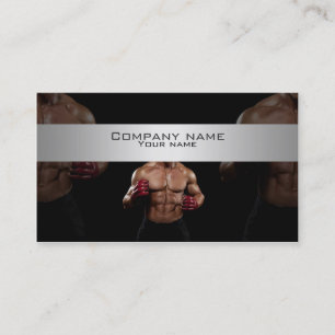 Stylish kick boxing, fighting business card