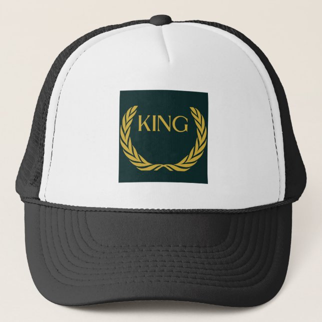 Stylish KING Printed Personalized Crown Logo Fit Trucker Hat (Front)