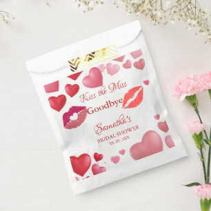 Stylish  Kiss Miss Goodbye Red Lips Bridal Shower Favour Bag