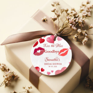 Stylish Kiss Miss Goodbye Red Lips Bridal Shower Favour Tags