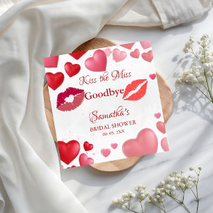 Stylish  Kiss Miss Goodbye Red Lips Bridal Shower Napkin