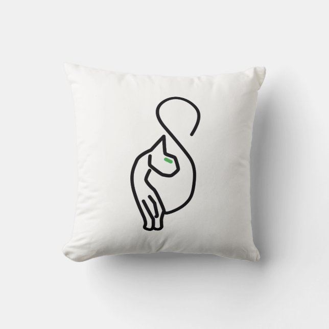Stylish Kitty Cat Outline Throw Pillow (Front)