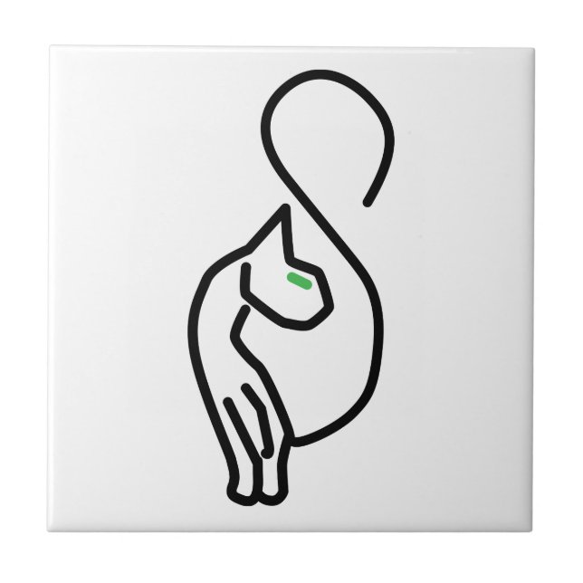 Stylish Kitty Cat Outline Tile (Front)