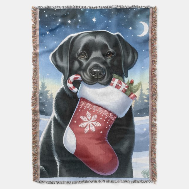 Stylish Labrador Retriever Dog Lover Christmas Throw Blanket (Front Vertical)